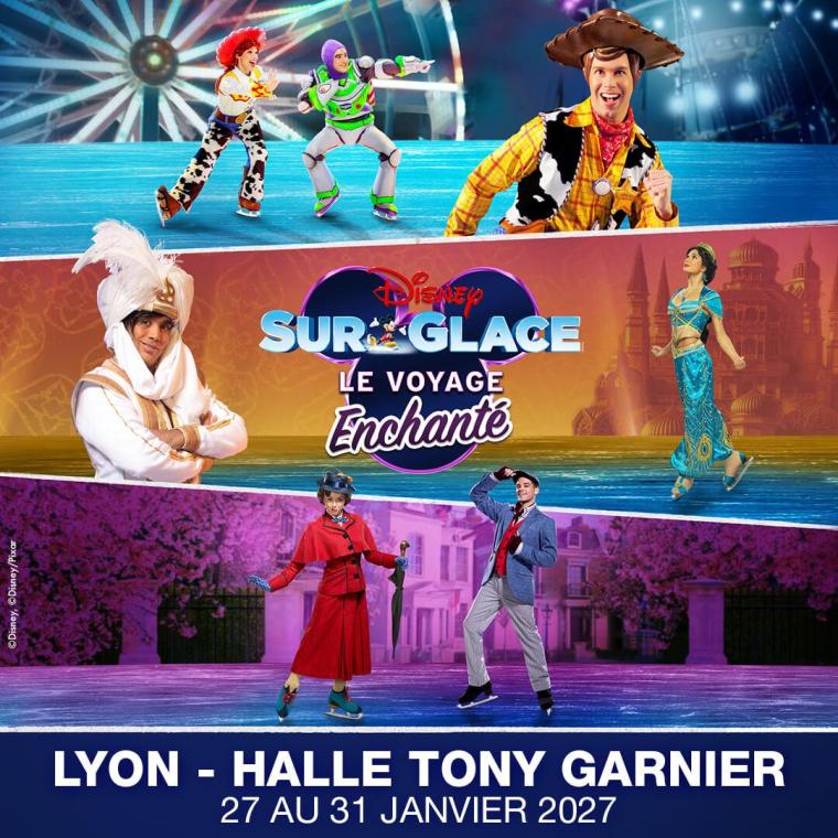 Affiche Disney sur Glace - le Voyage Enchante en concert à la Halle Tony Garnier